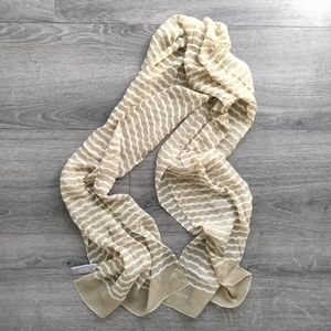 Echo Silk Oblong Scarf Beige & White 14" x 62